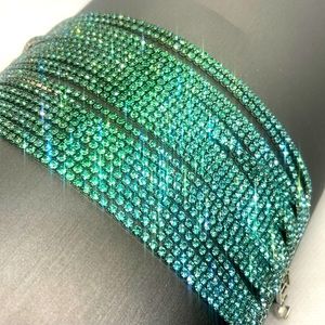 Rhinestone multi strand ombré bracelet in blue and green